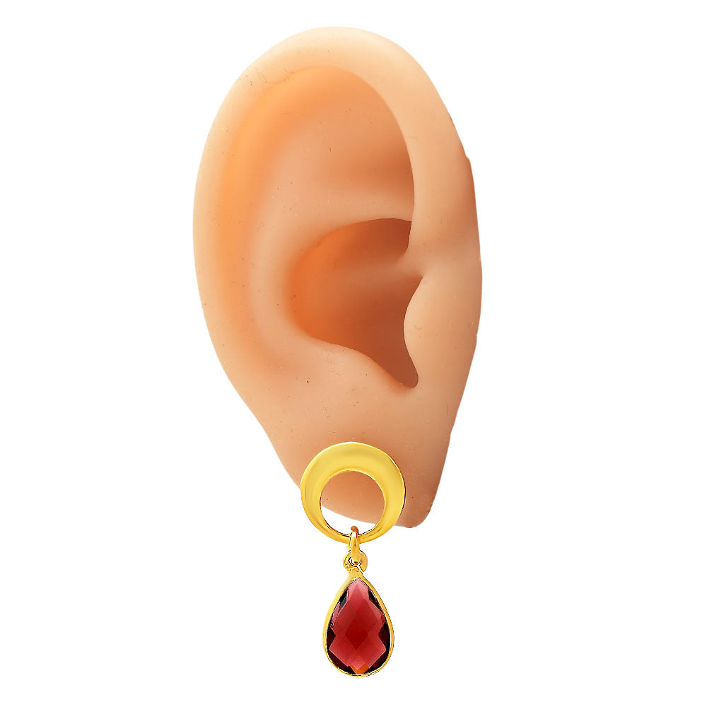 Modern Circle Teardrop Colorful Gemstone Earrings in 18K Gold Over Brass TGE1024 EM-1259