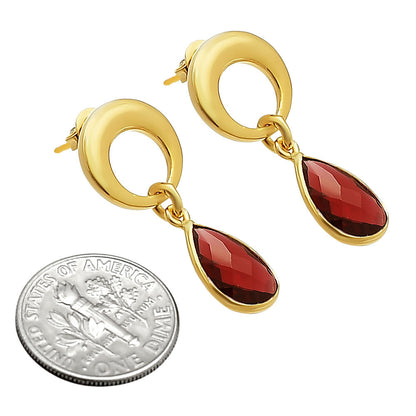 Modern Circle Teardrop Colorful Gemstone Earrings in 18K Gold Over Brass TGE1024 EM-1259