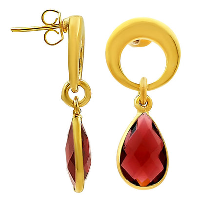 Modern Circle Teardrop Colorful Gemstone Earrings in 18K Gold Over Brass TGE1024 EM-1259