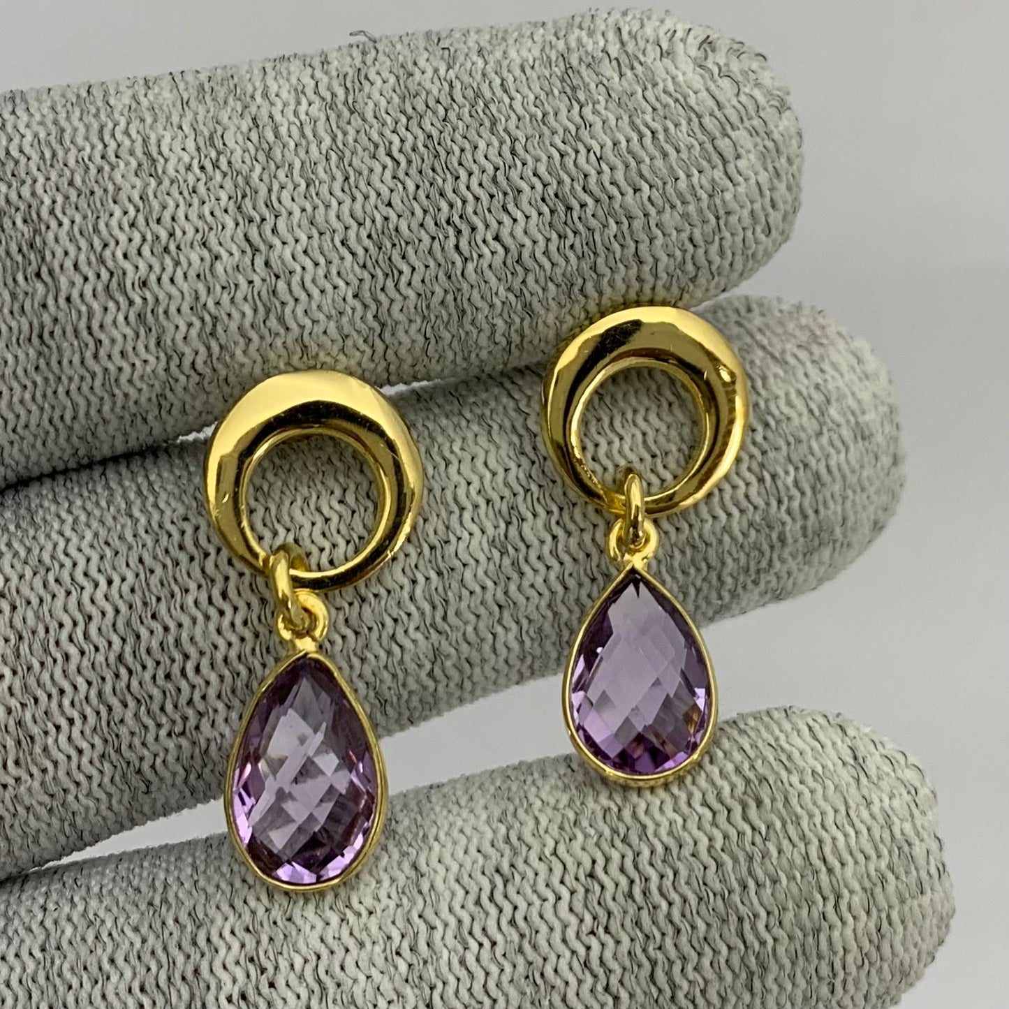 Modern Circle Teardrop Colorful Gemstone Earrings in 18K Gold Plated TGE1024 EM-1259