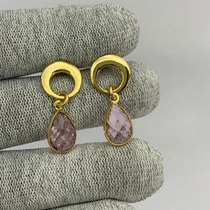 Modern Circle Teardrop Colorful Gemstone Earrings in 18K Gold Plated TGE1024 EM-1259