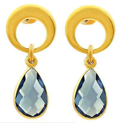 Modern Circle Teardrop Colorful Gemstone Earrings in 18K Gold Over Brass TGE1024 EM-1259