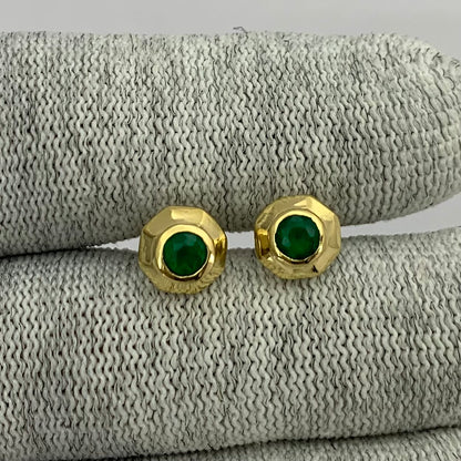 Handcrafted Classic Round Gemstone Stud Earrings in 18K Gold Plated TGE1025 EM-1276