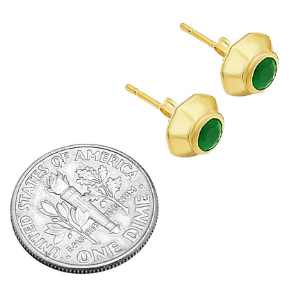 Handcrafted Classic Round Gemstone Stud Earrings in 18K Gold Over Brass TGE1025 EM-1276