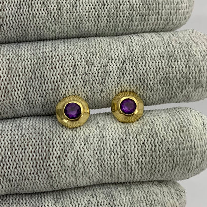 Handcrafted Classic Round Gemstone Stud Earrings in 18K Gold Plated TGE1025 EM-1276