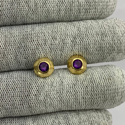 Handcrafted Classic Round Gemstone Stud Earrings in 18K Gold Plated TGE1025 EM-1276