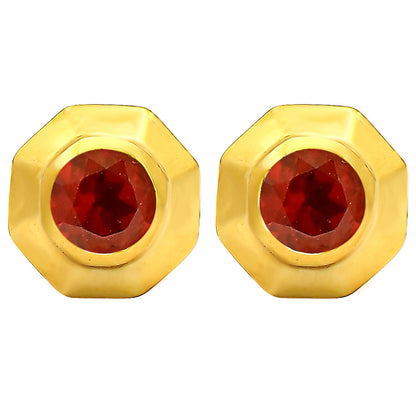 Handcrafted Classic Round Gemstone Stud Earrings in 18K Gold Over Brass TGE1025 EM-1276