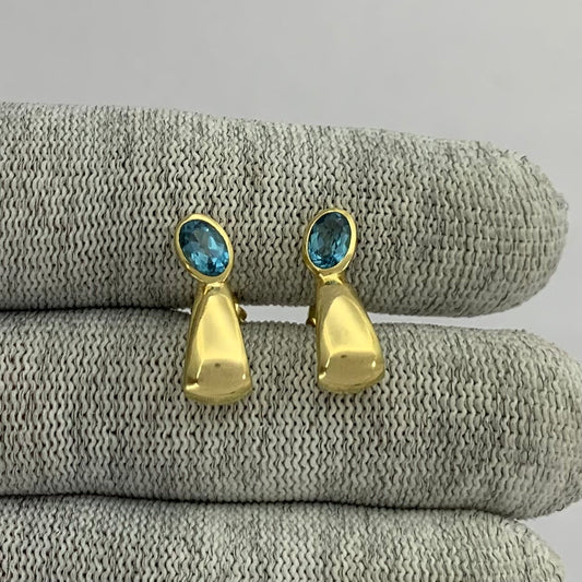 Handcrafted Oval Colorful Gemstone Huggie Earrings 18K Gold Plated TGE1026 EM-1279