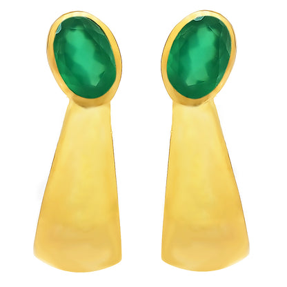 Handcrafted Oval Colorful Gemstone Huggie Earrings 18K Gold Over Brass TGE1026 EM-1279