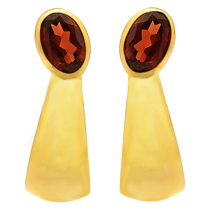 Handcrafted Oval Colorful Gemstone Huggie Earrings 18K Gold Over Brass TGE1026 EM-1279