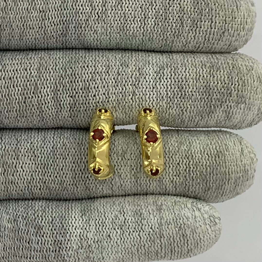 18K Gold Plated Colorful Gemstone Huggie Hoop Earrings for Women TGE1027 EM-1280