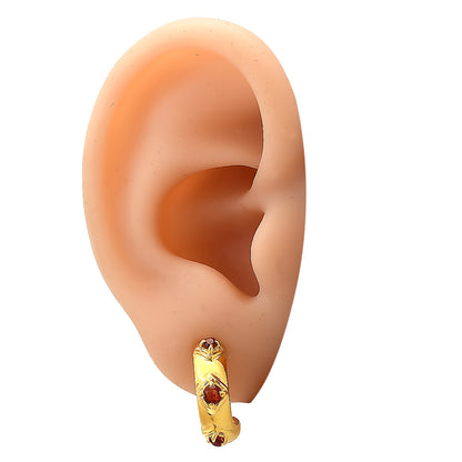 18K Gold Over Brass Colorful Gemstone Huggie Hoop Earrings for Women TGE1027 EM-1280