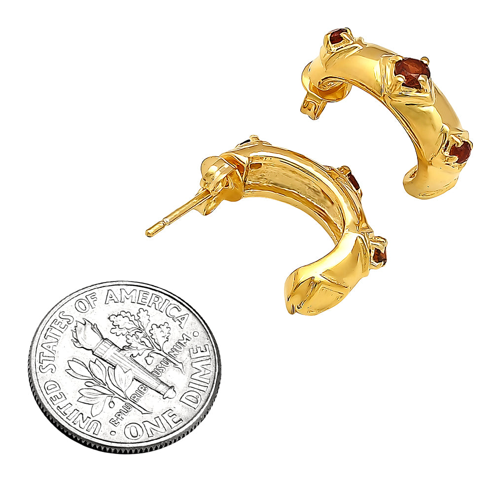 18K Gold Over Brass Colorful Gemstone Huggie Hoop Earrings for Women TGE1027 EM-1280