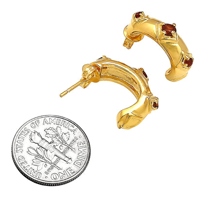 18K Gold Over Brass Colorful Gemstone Huggie Hoop Earrings for Women TGE1027 EM-1280