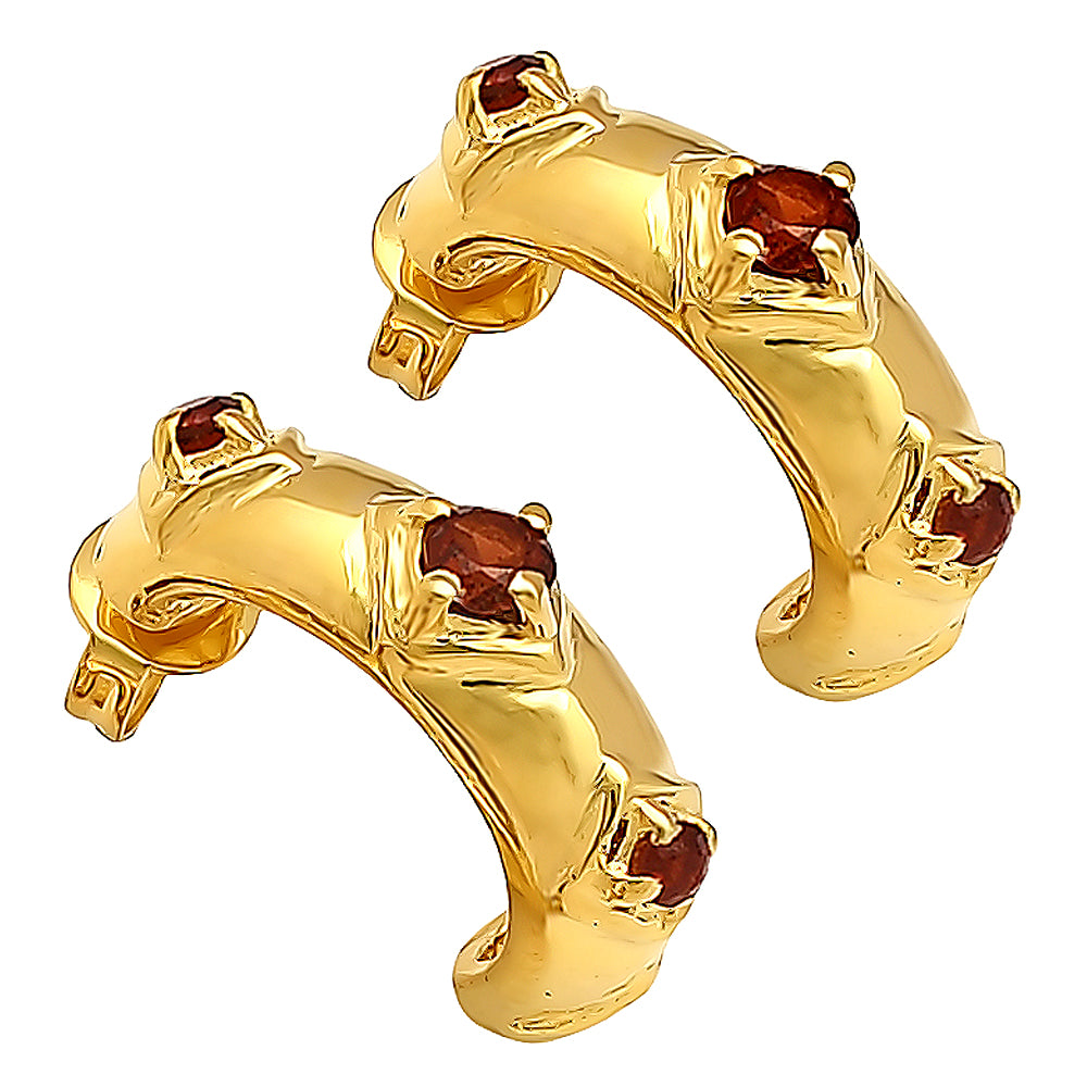 18K Gold Over Brass Colorful Gemstone Huggie Hoop Earrings for Women TGE1027 EM-1280