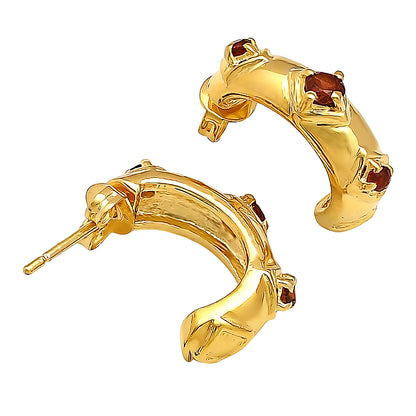 18K Gold Over Brass Colorful Gemstone Huggie Hoop Earrings for Women TGE1027 EM-1280