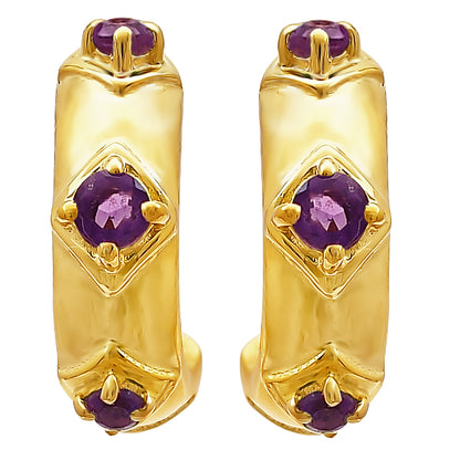 18K Gold Over Brass Colorful Gemstone Huggie Hoop Earrings for Women TGE1027 EM-1280