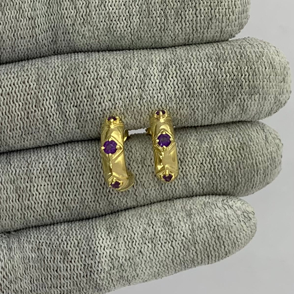 18K Gold Plated Colorful Gemstone Huggie Hoop Earrings for Women TGE1027 EM-1280