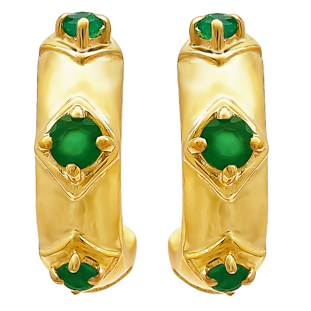 18K Gold Over Brass Colorful Gemstone Huggie Hoop Earrings for Women TGE1027 EM-1280