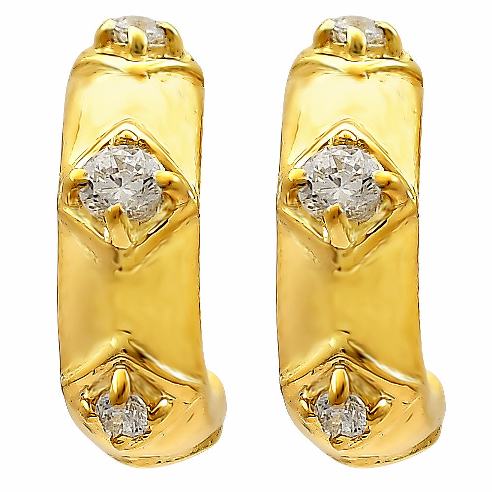 18K Gold Over Brass Colorful Gemstone Huggie Hoop Earrings for Women TGE1027 EM-1280