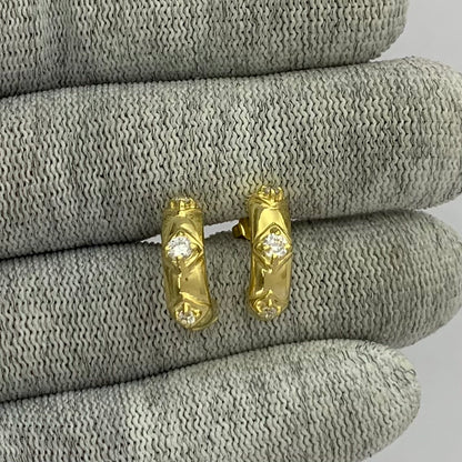 18K Gold Plated Colorful Gemstone Huggie Hoop Earrings for Women TGE1027 EM-1280