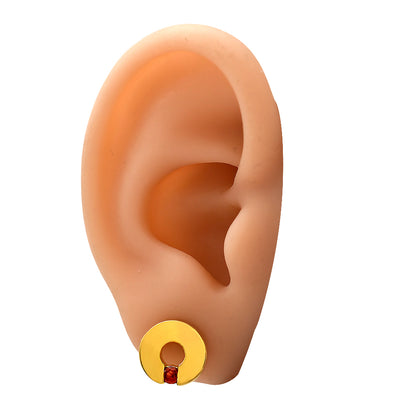 18K Gold Over Brass Circular Gemstone Studs, Everyday Earrings for Women TGE1028 EM-1281