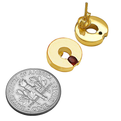 18K Gold Over Brass Circular Gemstone Studs, Everyday Earrings for Women TGE1028 EM-1281