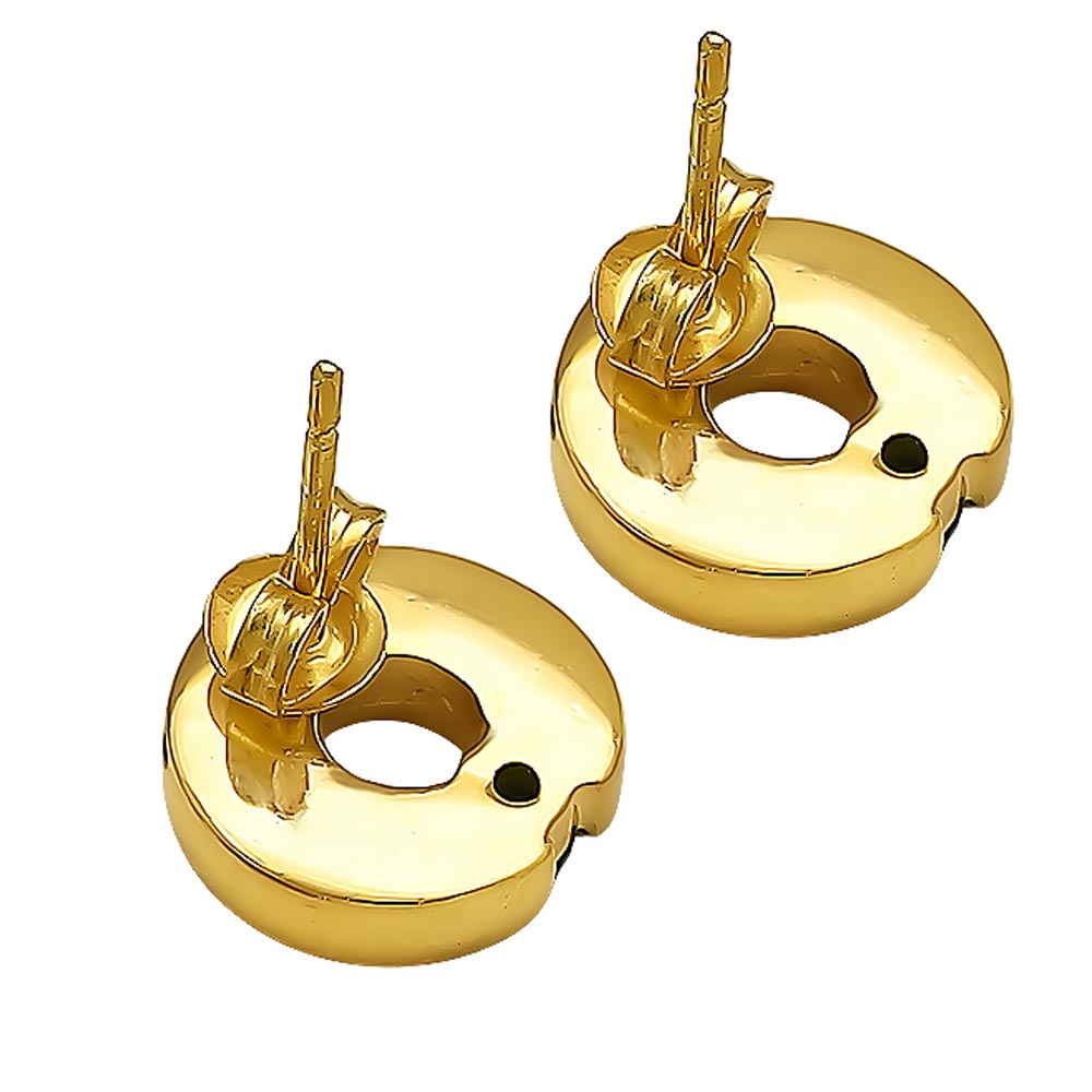 18K Gold Over Brass Circular Gemstone Studs, Everyday Earrings for Women TGE1028 EM-1281
