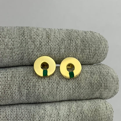 18K Gold Plated Circular Gemstone Studs, Everyday Earrings for Women TGE1028 EM-1281