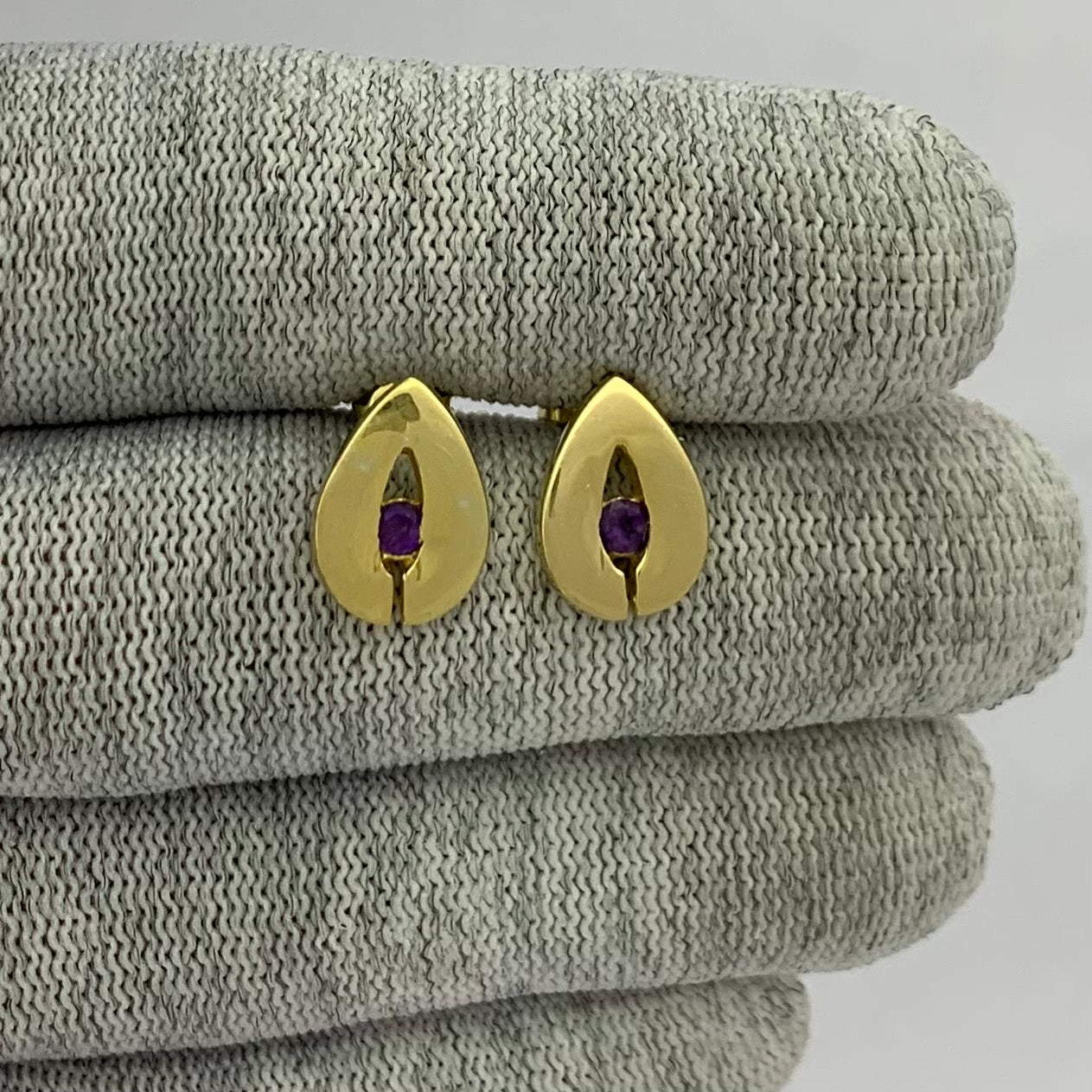 18K Gold Plated Teardrop Gemstone Stud Earrings for Women, Modern TGE1029 EM-1282