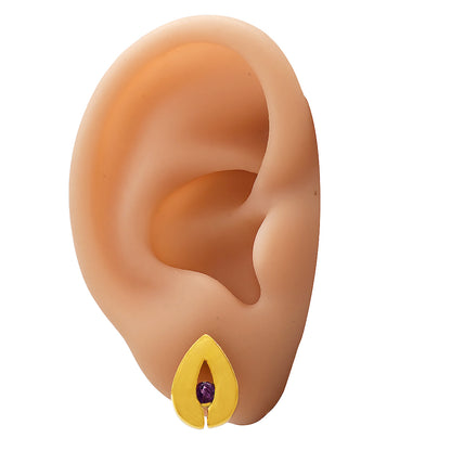 18K Gold Over Brass Teardrop Gemstone Stud Earrings for Women, Modern TGE1029 EM-1282