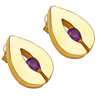 18K Gold Over Brass Teardrop Gemstone Stud Earrings for Women, Modern TGE1029 EM-1282