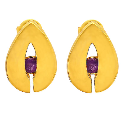 18K Gold Over Brass Teardrop Gemstone Stud Earrings for Women, Modern TGE1029 EM-1282