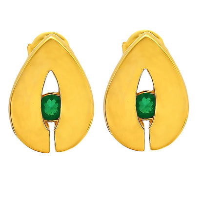 18K Gold Over Brass Teardrop Gemstone Stud Earrings for Women, Modern TGE1029 EM-1282