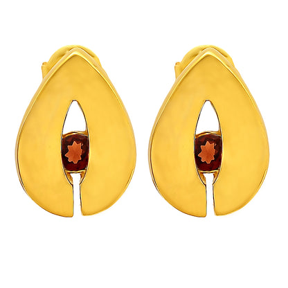 18K Gold Over Brass Teardrop Gemstone Stud Earrings for Women, Modern TGE1029 EM-1282