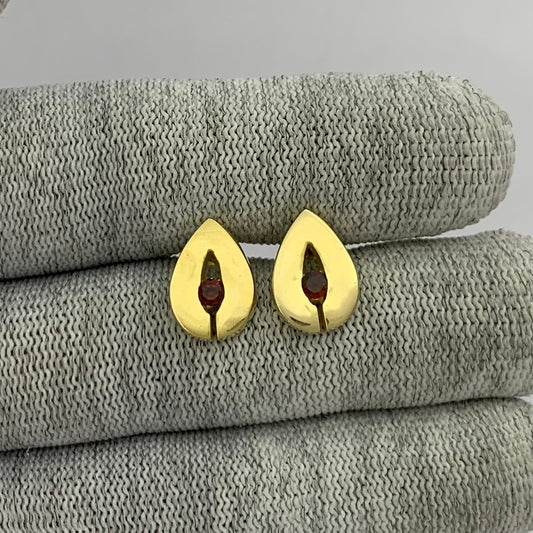 18K Gold Plated Teardrop Gemstone Stud Earrings for Women, Modern TGE1029 EM-1282