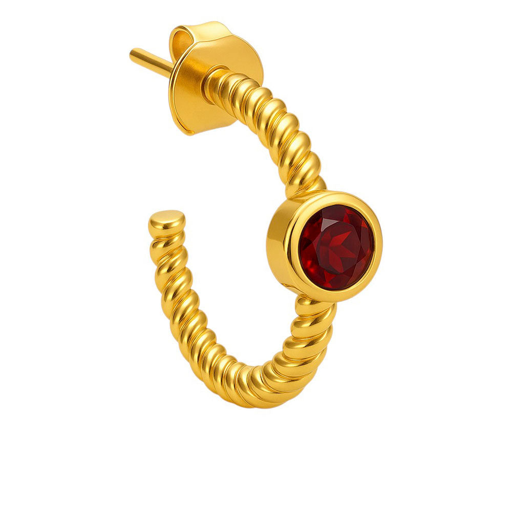 18K Gold Over Brass Twisted Hoop Earrings with Gemstones for Women TGE1030 EM-1283