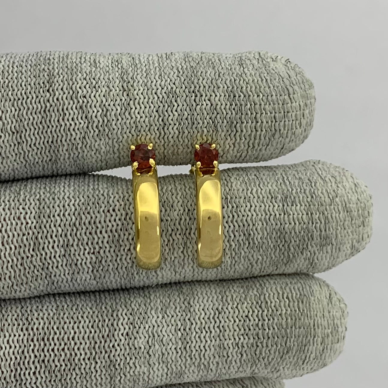 18K Gold Plated Gemstone Stud Hoop Earrings for Women, Minimalist TGE1031 EM-1285