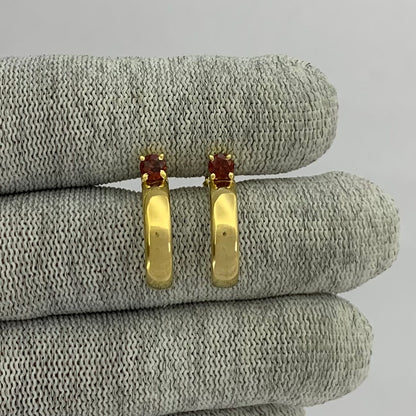 18K Gold Plated Gemstone Stud Hoop Earrings for Women, Minimalist TGE1031 EM-1285