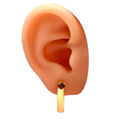 18K Gold Over Brass Gemstone Stud Hoop Earrings for Women, Minimalist TGE1031 EM-1285