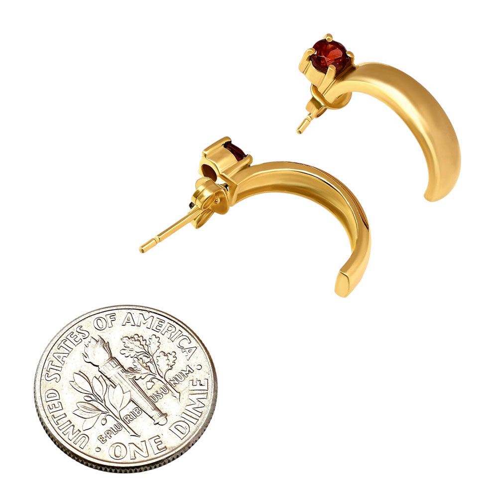 18K Gold Over Brass Gemstone Stud Hoop Earrings for Women, Minimalist TGE1031 EM-1285