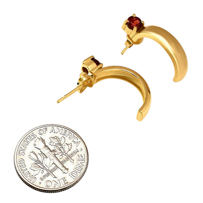 18K Gold Over Brass Gemstone Stud Hoop Earrings for Women, Minimalist TGE1031 EM-1285