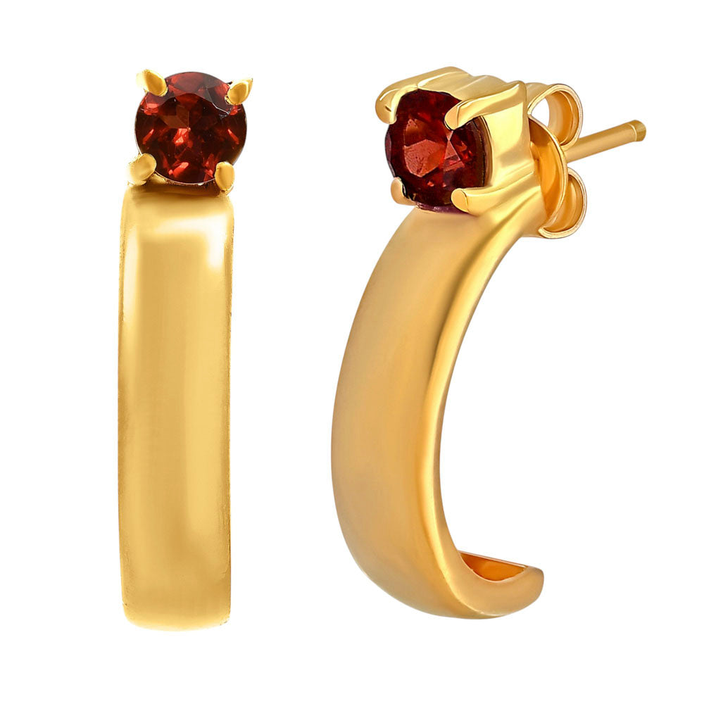 18K Gold Over Brass Gemstone Stud Hoop Earrings for Women, Minimalist TGE1031 EM-1285