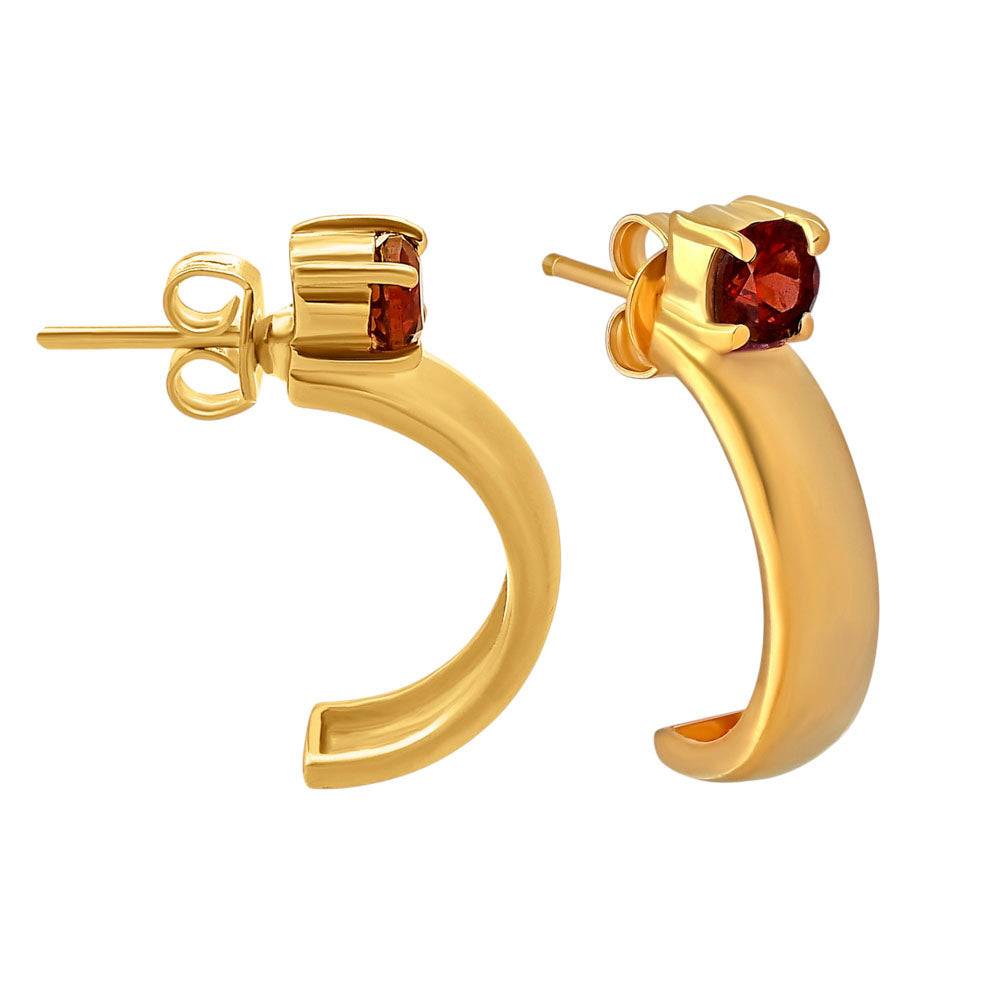 18K Gold Over Brass Gemstone Stud Hoop Earrings for Women, Minimalist TGE1031 EM-1285