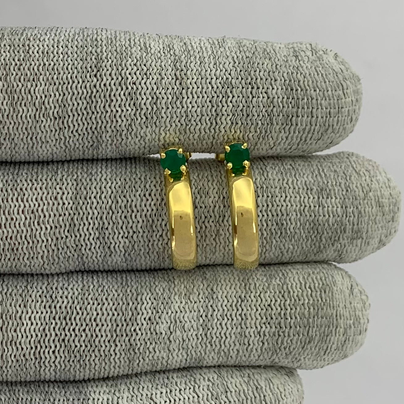 18K Gold Plated Gemstone Stud Hoop Earrings for Women, Minimalist TGE1031 EM-1285