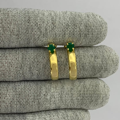 18K Gold Plated Gemstone Stud Hoop Earrings for Women, Minimalist TGE1031 EM-1285