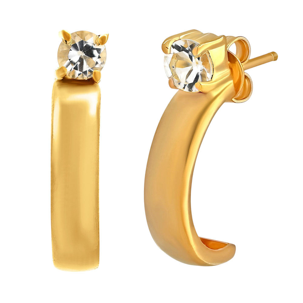 18K Gold Over Brass Gemstone Stud Hoop Earrings for Women, Minimalist TGE1031 EM-1285