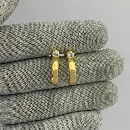 18K Gold Plated Gemstone Stud Hoop Earrings for Women, Minimalist TGE1031 EM-1285