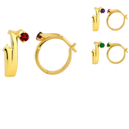 18K Gold Over Brass Round Cut Gemstones Earrings Jewelry EM-1286 TGE1032