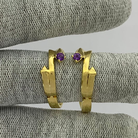 18K Gold Plated Round Cut Gemstones Earrings Jewelry EM-1286 TGE1032
